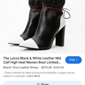The Luca Black&White leather Mid calf boots